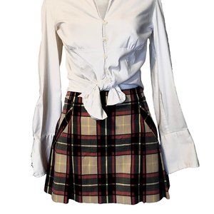 Designer - Vera Wang Princess NWOT sz9 Blue Tan Red Plad Pleated Mini Skirt